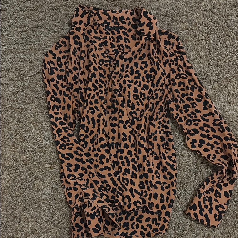 Rails Leopard Print Shirt - Tan and Black